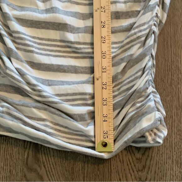 ATHLETA TOPANGA DRESS WOMEN XXS WHITE GRAY STRIP V-NECK SIDE RUCHING MINI. - Picture 15 of 15